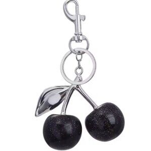 Silver Cherry Bag Charm Keychain